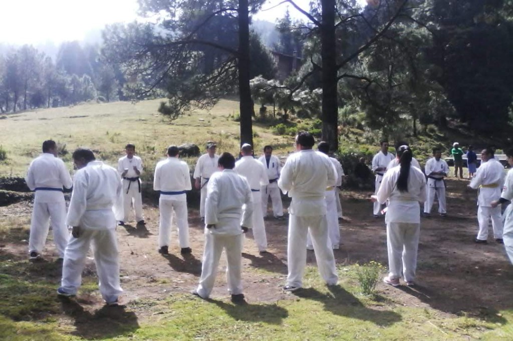 Practice circle in the forest during the camp