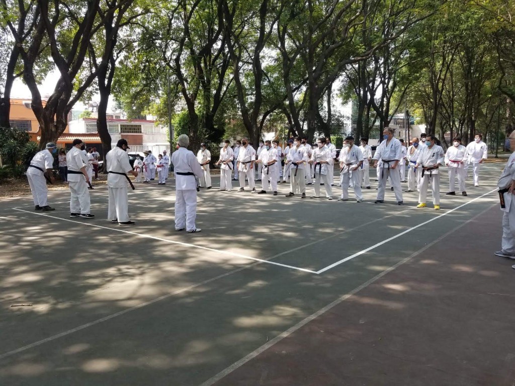 Practice circle on the court under the trees