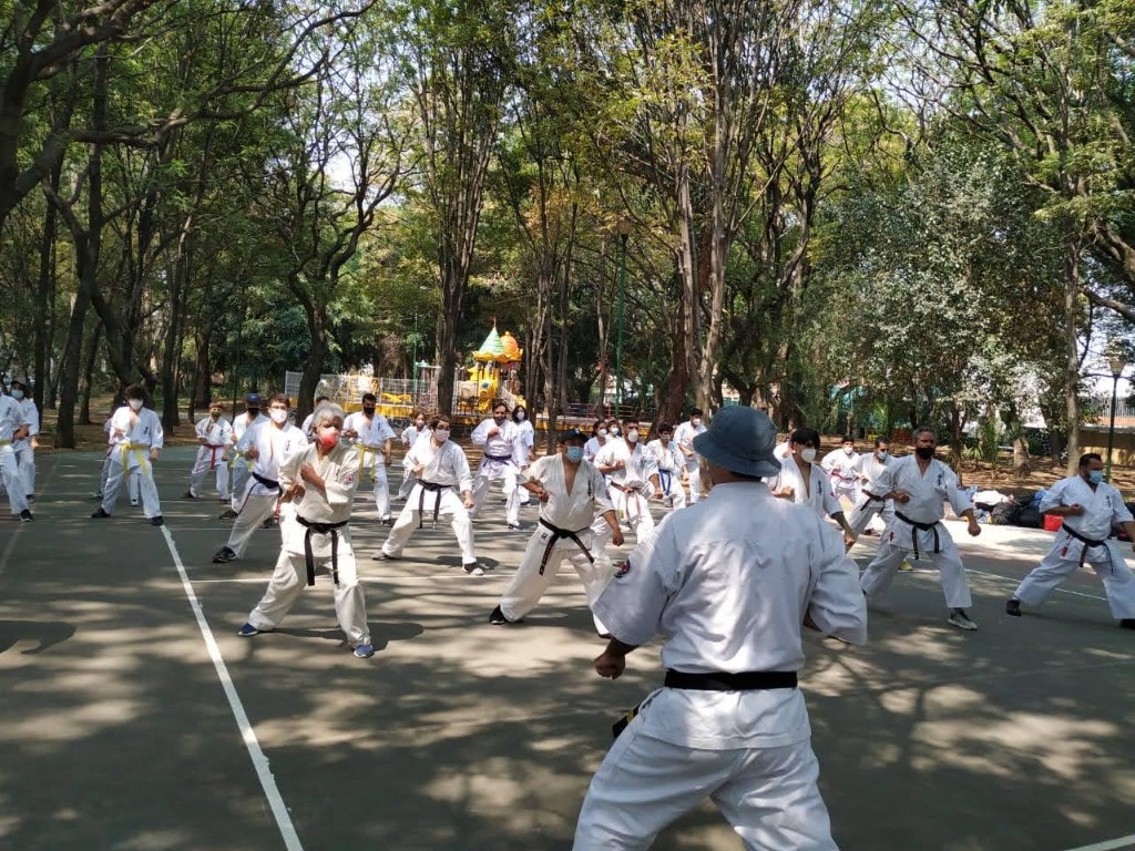 Collective kihon on the park court