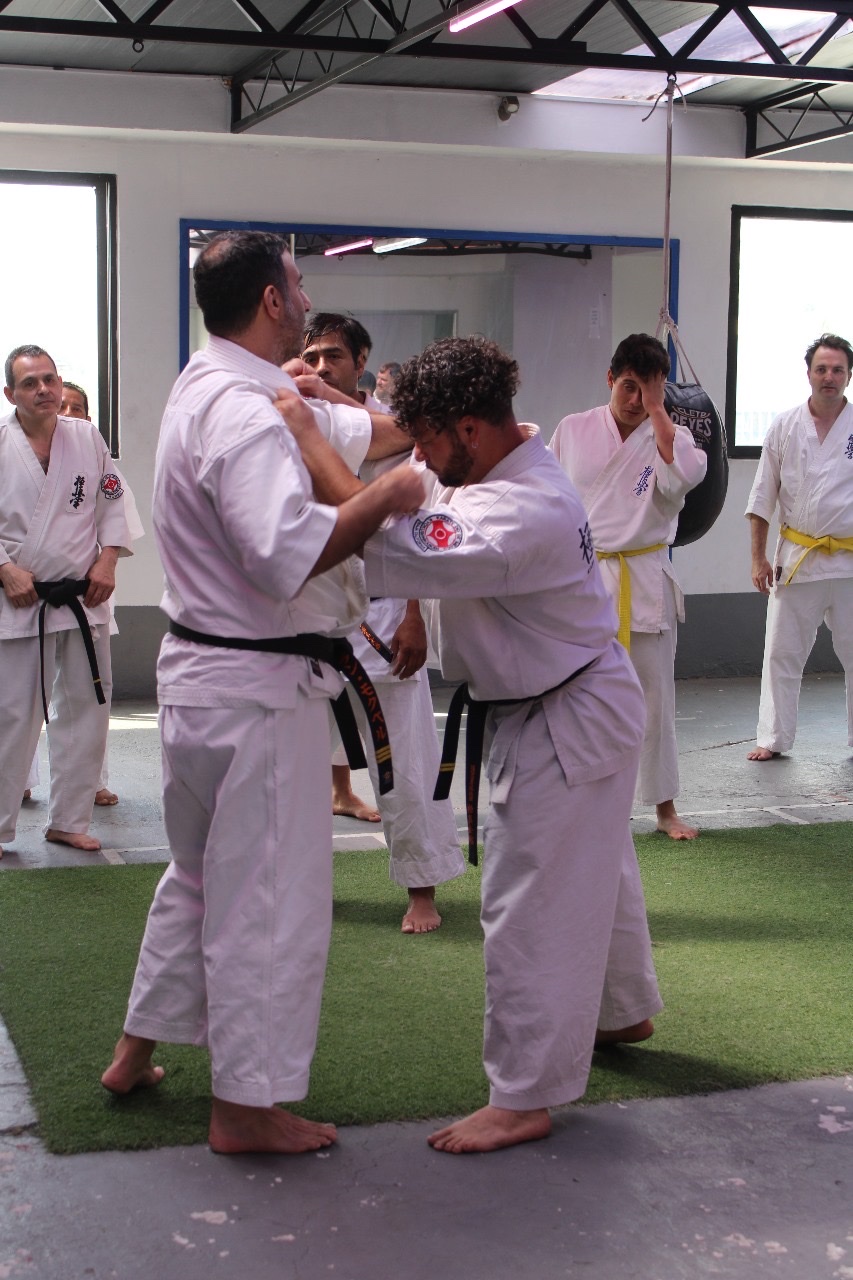 Demostración de técnica de agarre entre cintos negros