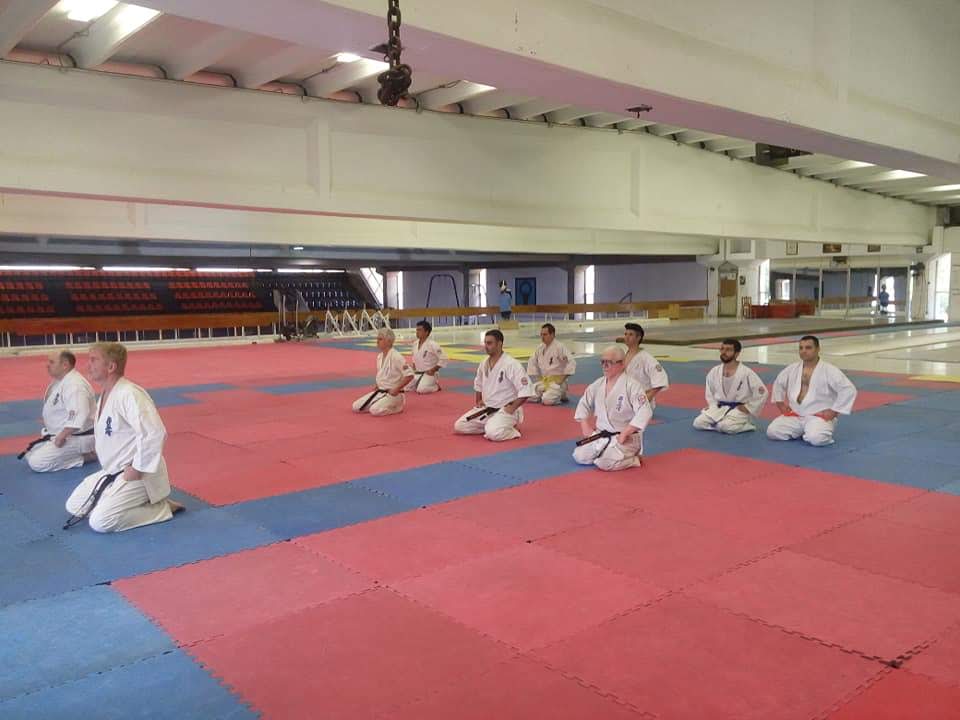 Practitioners in seiza on the tatami